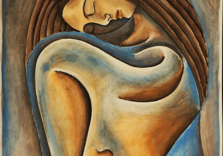 Dreaming by A Kiss, Watercolour on paper, 35 x 50 cm.