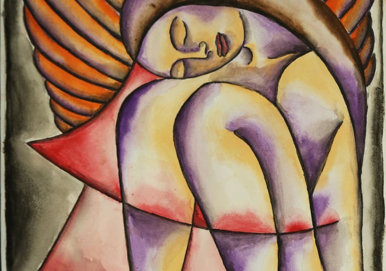 Having Orange Wings, Watercolour on paper,  35 x 50 cm