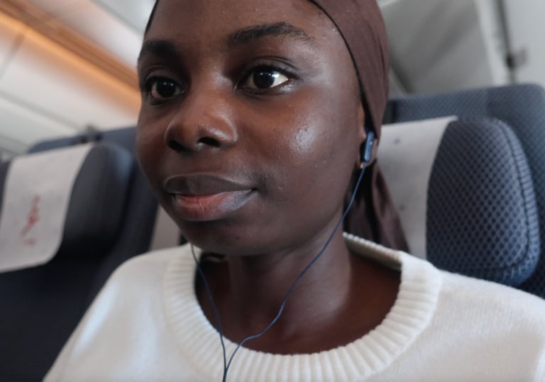 Black girl on a British Airways Flight from London Heathrow to Jomo Kenyatta International Airport