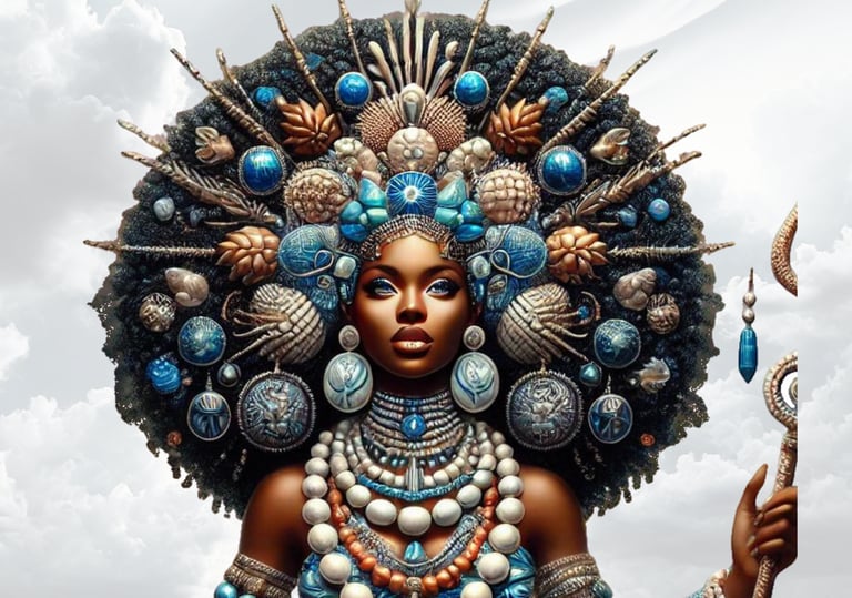 image of a book cover of Nigerian Mythology - The Shadow Sky featuring a resplendent Umale-Okon