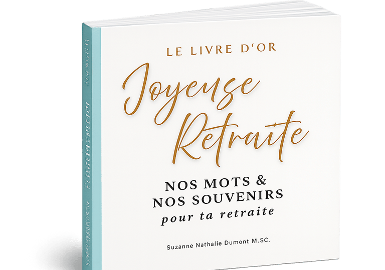 couverture du livre d'or inscrit Joyeuse Retraite, no mots, nos souuvenirs