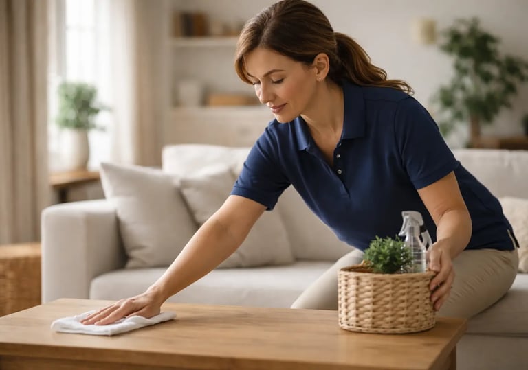 Aidante réalisant une intervention d’aide à domicile avec soin et professionnalisme