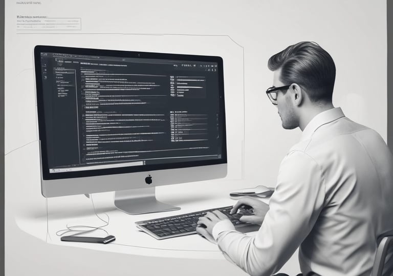 A team collaborating over digital strategy plans with purple and blue highlights.