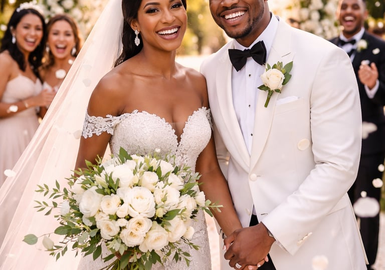 A picture of a couple getting married