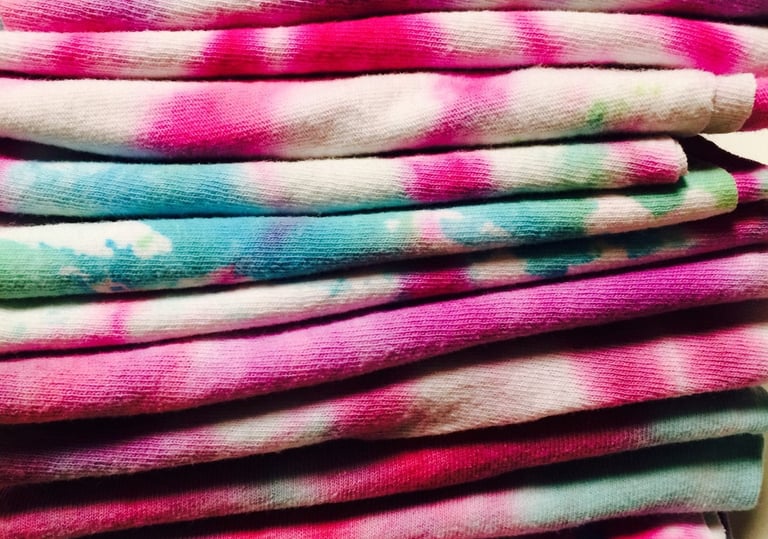 tie dyed cotton t-shirts turned into rags