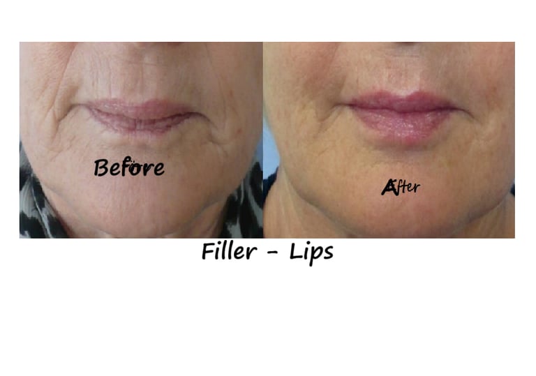 Before and after photos filler lips – restored volume, harmonious face & reduced lines around mouth.