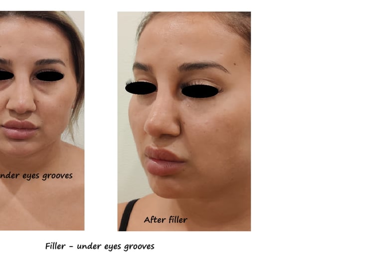 Before & after image filler under the eyes – Reduced dark circles & younger, more vibrant appearance