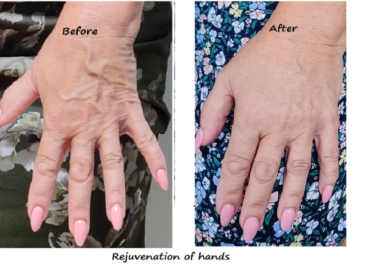 Before and after photos Hand Filler – Reduced Veins, Restored Volume and Smoother Skin.