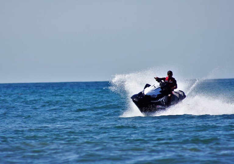 Riding a jet ski during private tour in Papagayo Gulf, Costa Rica