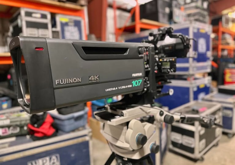 A large Fujinon 4K 107X Box Lens setup in London/Dorchester, Ontario Warehouse