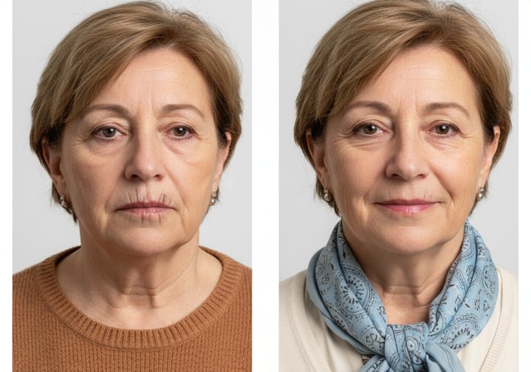 Antes y después del tratamiento del código de barras con resultados naturales en AR Clinic.