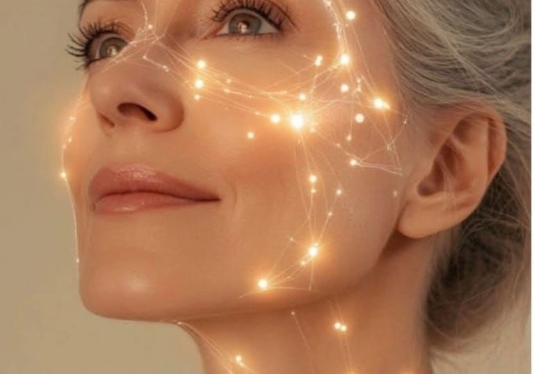 Mujer rejuvenecida tras tratamiento con exosomas regenerativos para mejorar la calidad de piel.