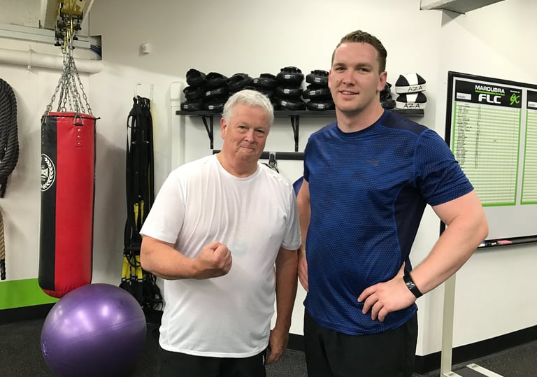 happy member with personal trainer at 6X Training in Maroubra