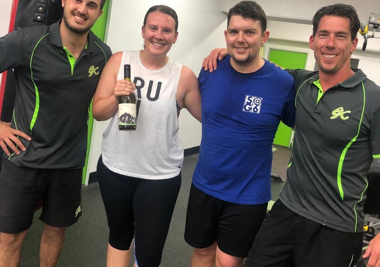 happy member with personal trainer at 6X Training in Maroubra