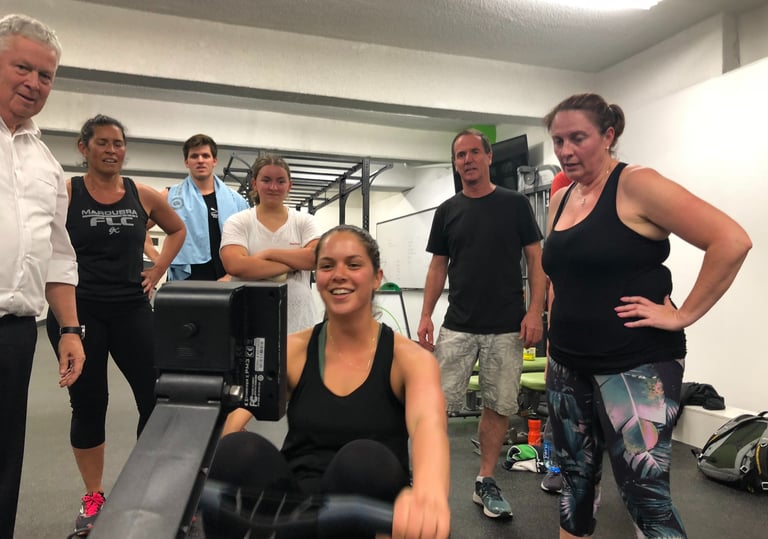 members in gym rowing competition maroubra