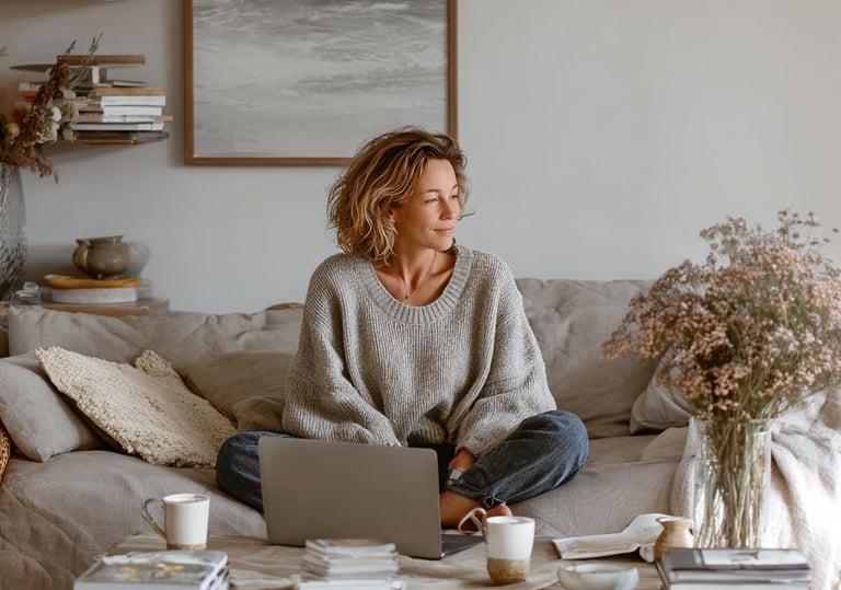 woman working on side hustle