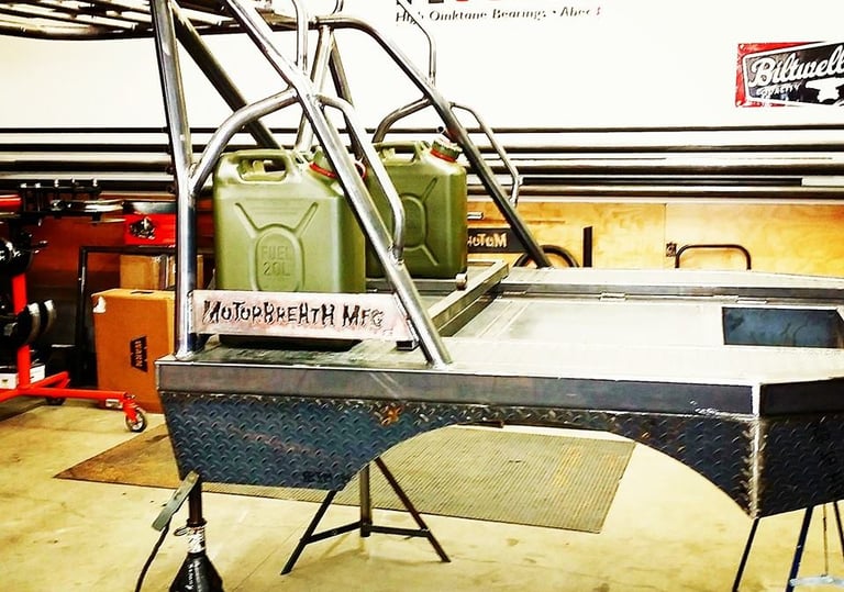 Custom Toyota off road flatbed with tubing roof rack