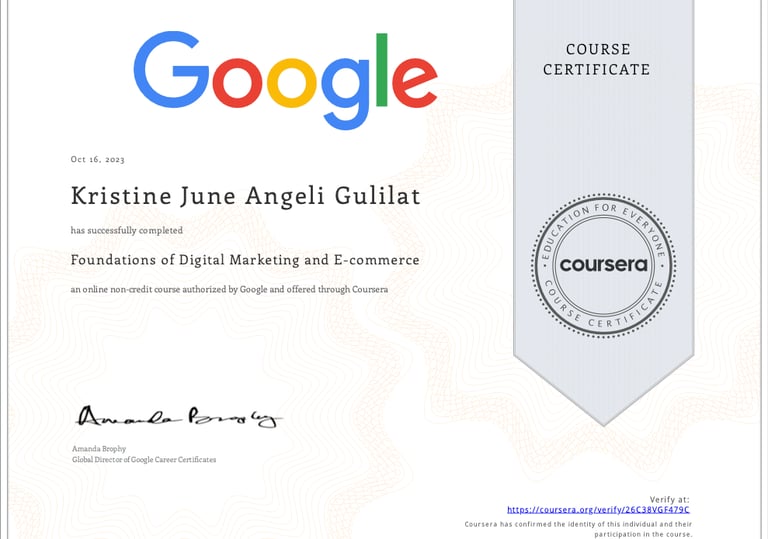 a certificate certificate for a course in google search engine