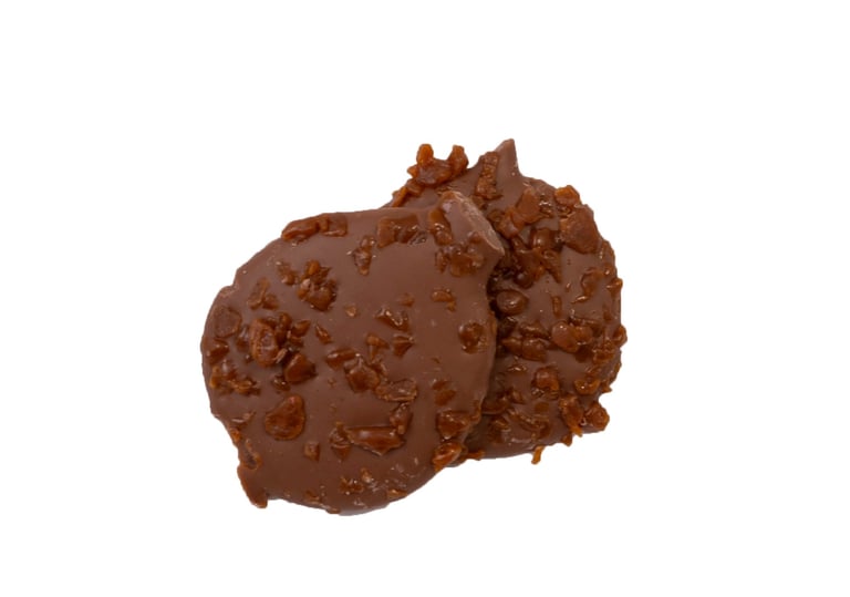 Schijfjes met gezouten karamel melk chocolade