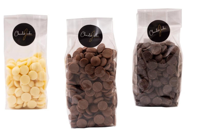 Callets wit, melk en pure chocolade