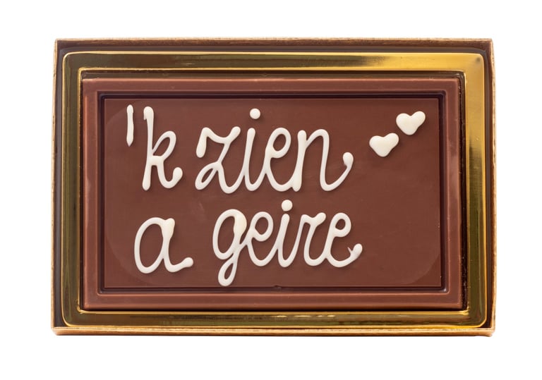 Chocolade plaatje met eigen opschrift naar keuze