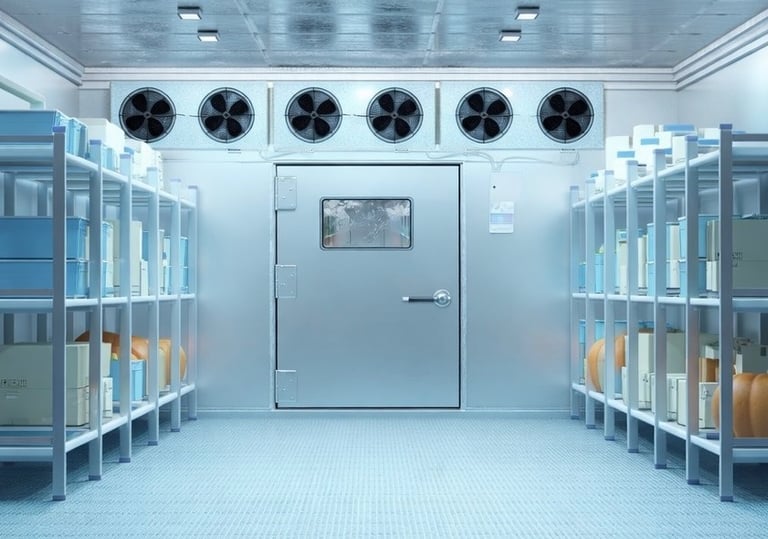 A Walk In Cooler serviced and maintained by Northshore HVACR. 