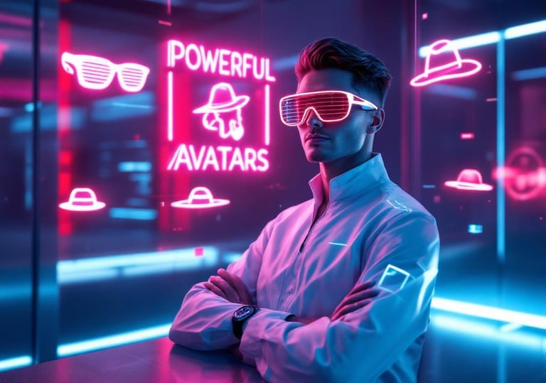 an avatar in a white shirt and sunglasses