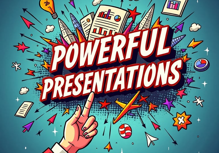 a hand pointing to a powerpoint presentation