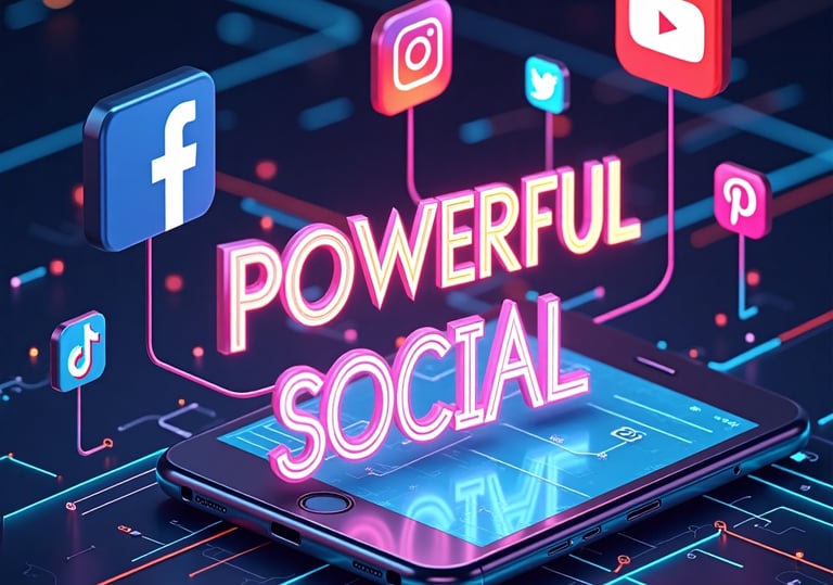 a smartphone phone with the words powerful social social media