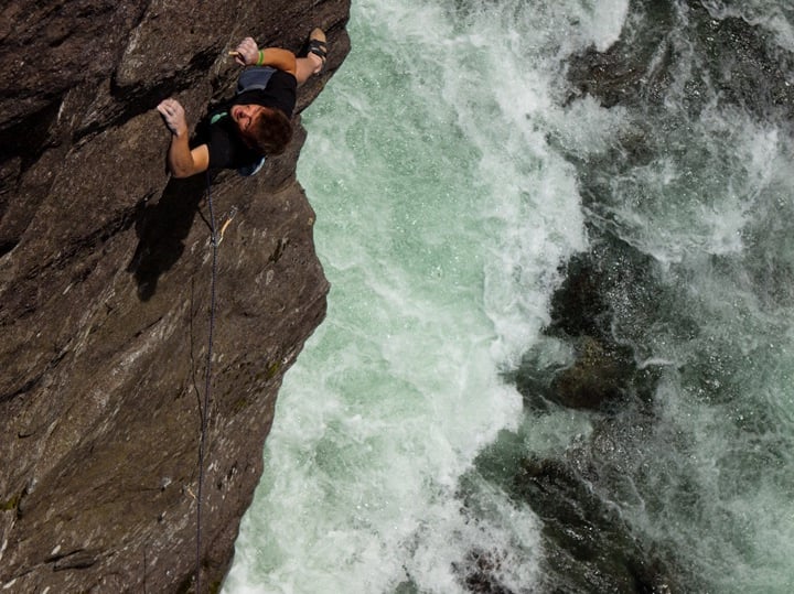 climbing above the river in Valmasino