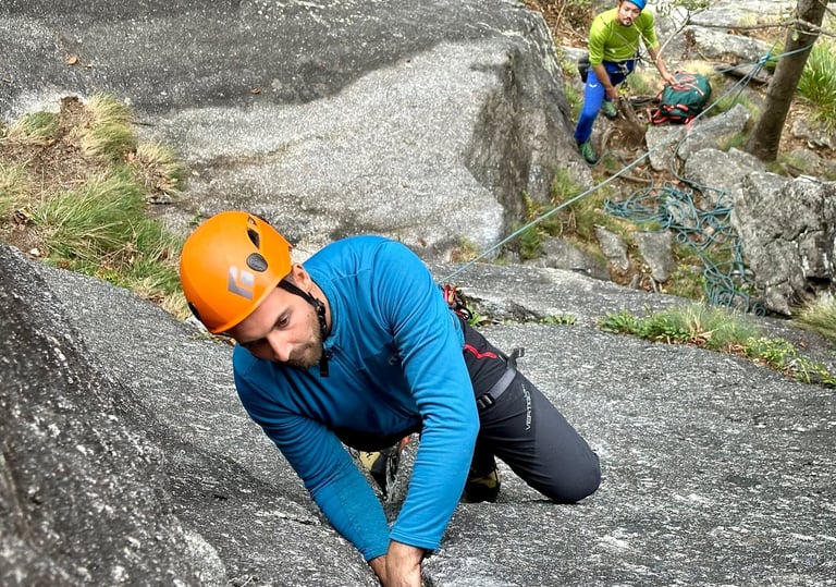 Trad climbing in Val di Mello