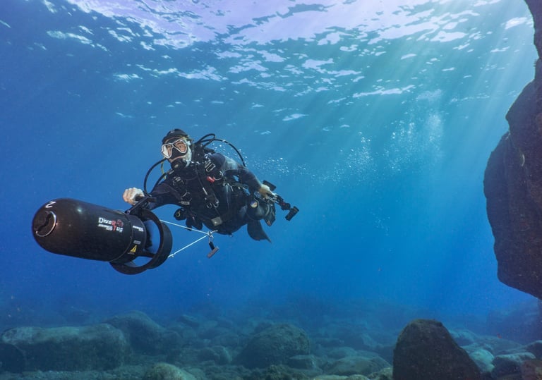 cruising in style with underwater scooter
