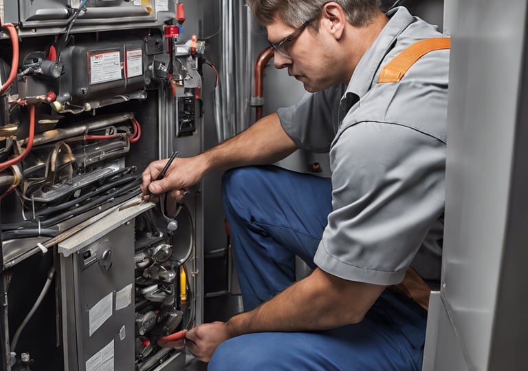 a man in a blue workwear suit and a man in a blue workwear