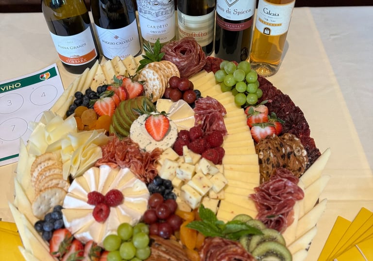 Bottles of wine and a charcuterie board