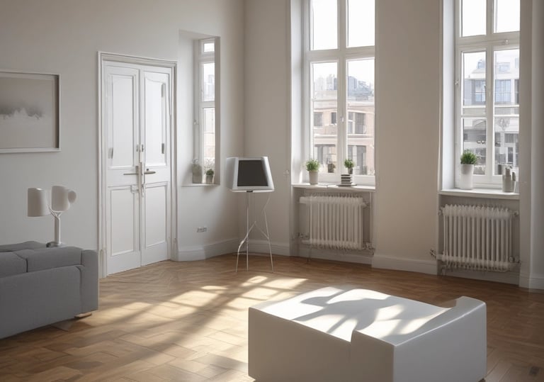 Leerer Wohnraum zur Prüfung der Wohnfläche in vermieteten Objekten
