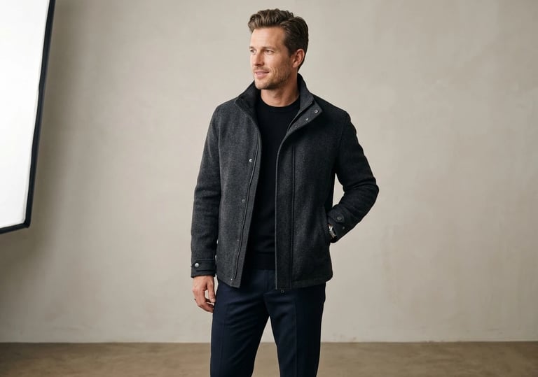 European male model in casual jacket