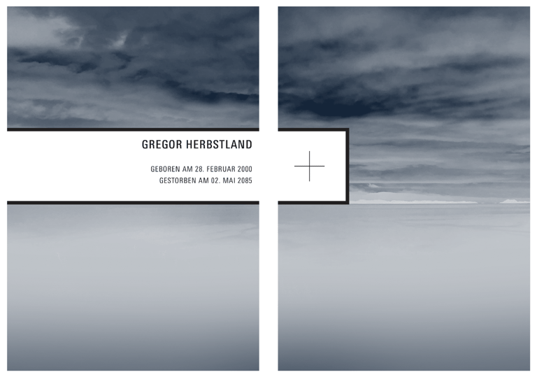 Ruhe und Frieden-Trauerkarte mit Meer und Himmel