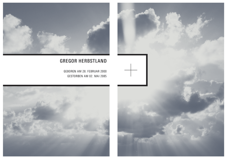 Design-Trauerkart mit Himmel im Duplex-Stil
