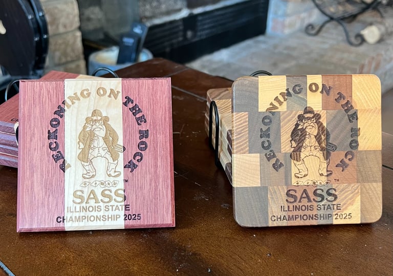 Reckoning on the Rock engraved coaster set