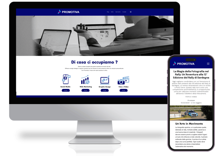 un computer ed un telefono che mostrano il contenuto del blog Promotiva sullo schermo