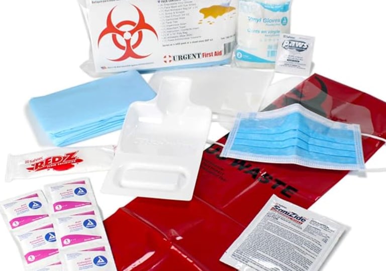 Urgent First Aid 22 Piece Bodily Fluid Clean Up Pack/Bloodborne Pathogen Spill Kit