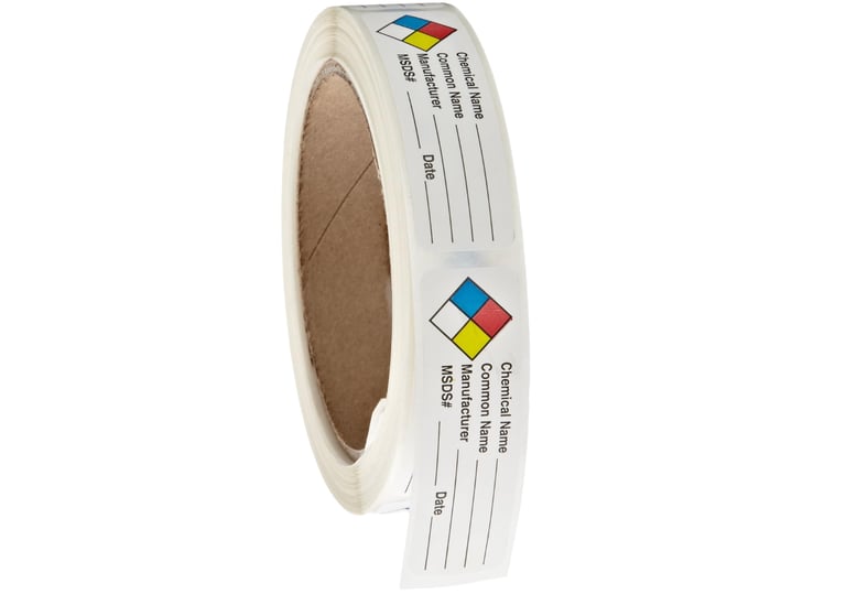 Litho Removable Adhesive HMIG Label with 4 Color Imprint, Chemical Name (with blank), 2-1/2" Length