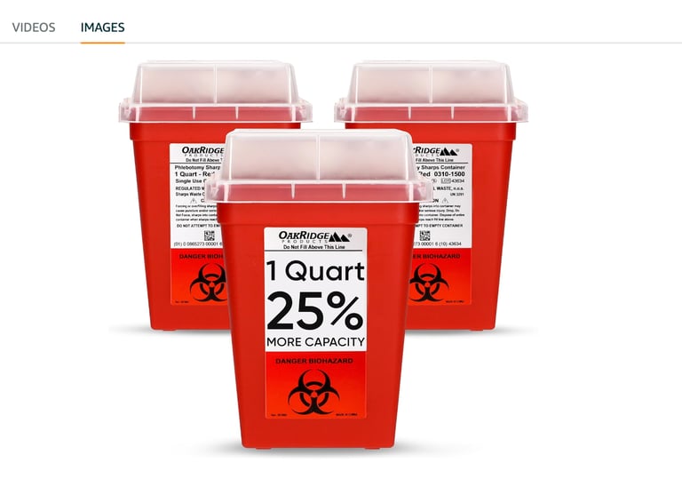 Sharps Container for Home Use and Professional 1 Quart (3-Pack)