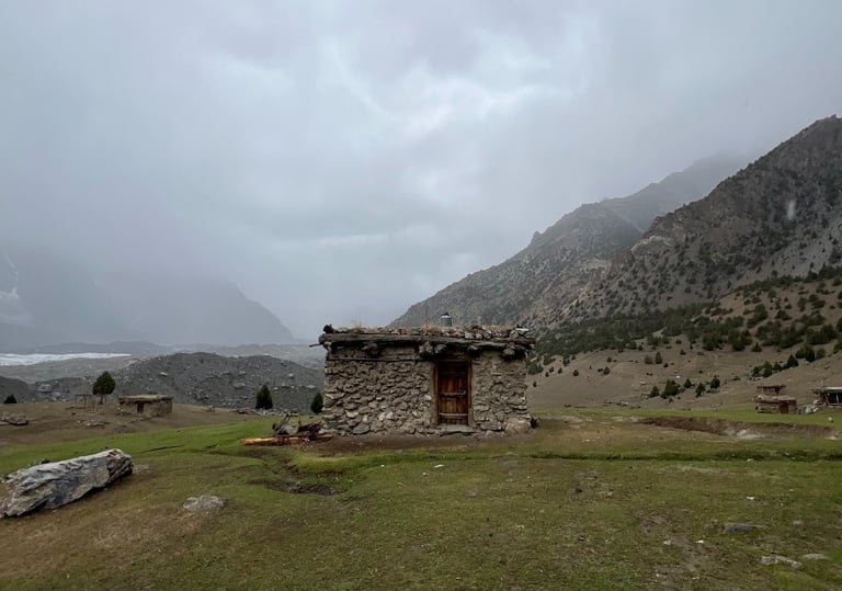 a hut in the mountains