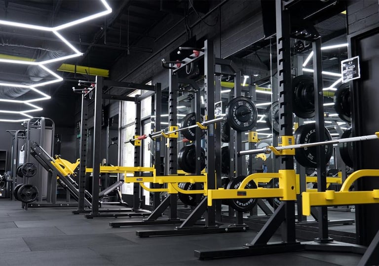 a gym with a lot of equipment and a lot of equipment
