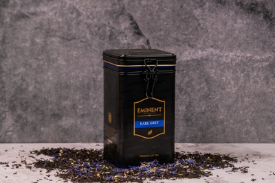 EMINENT Exqisite black tea earl gray tin with a tag of Eminent
