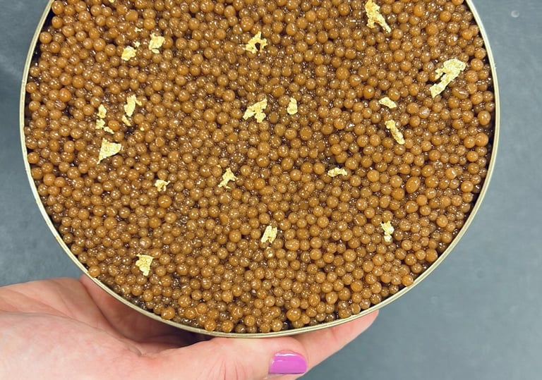 a one of a kind dessert that looks like caviar