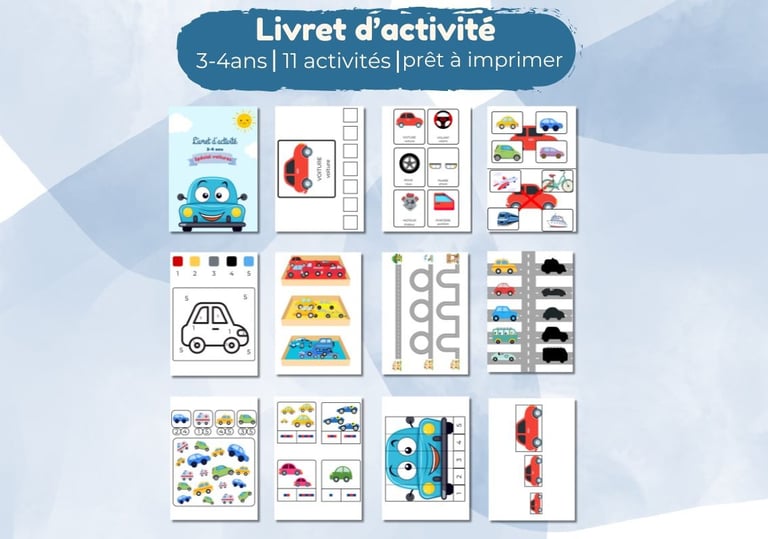 livret activité 3-4 ans voitures