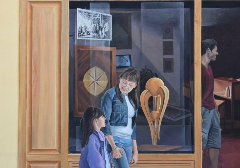 Enseigne peinte en trompe-l'oeil sur façade, fausse devanture, Moirans-en-Montagne (39).