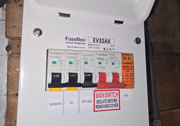 EV consumer unit installed by Easy Spark Ltd in Essex